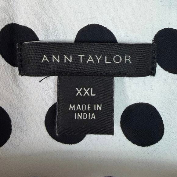 Ann Taylor White and Black Polka Dot Camp Shirt Size XXL - Picture 4 of 6